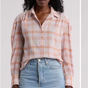 NWT Faherty Olli Check Plaid Top.